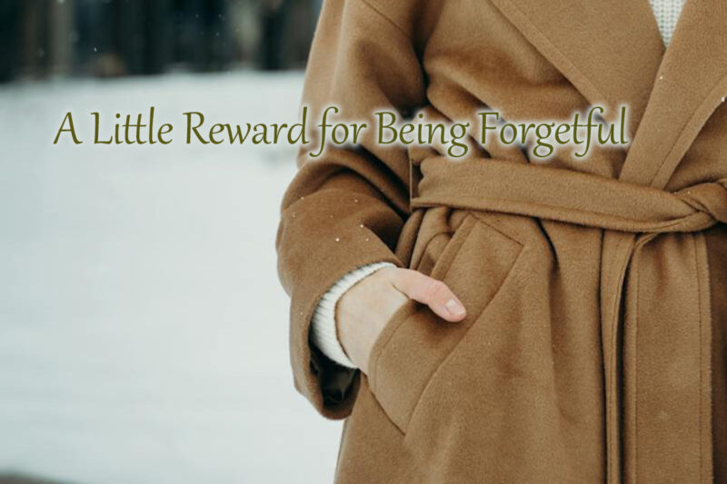 雪景色の中、ブラウンコートのポケットに手を入れる女性