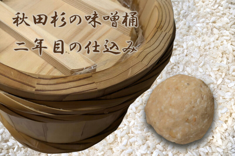 秋田杉の味噌桶で味噌づくり
